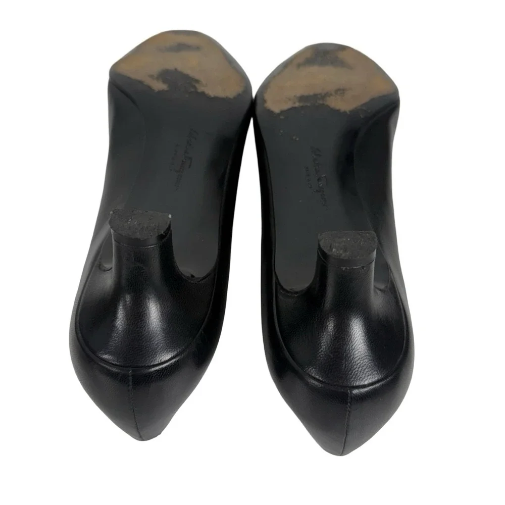 Salvatore Ferragamo Womens 6.5 B Pumps Heels Black Leather Made In Italy Casual